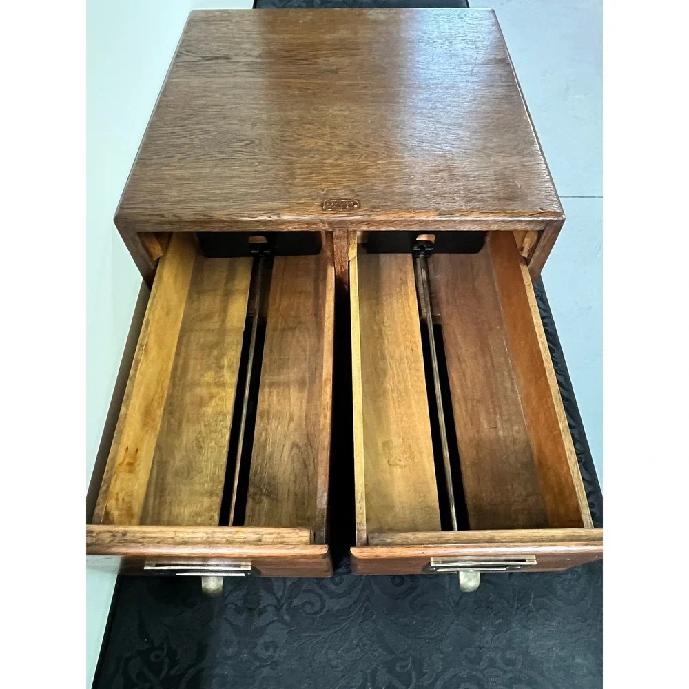 Antique Weis Oak 2 Drawer Card Catalog Desktop File Cabinet Library Storage Box